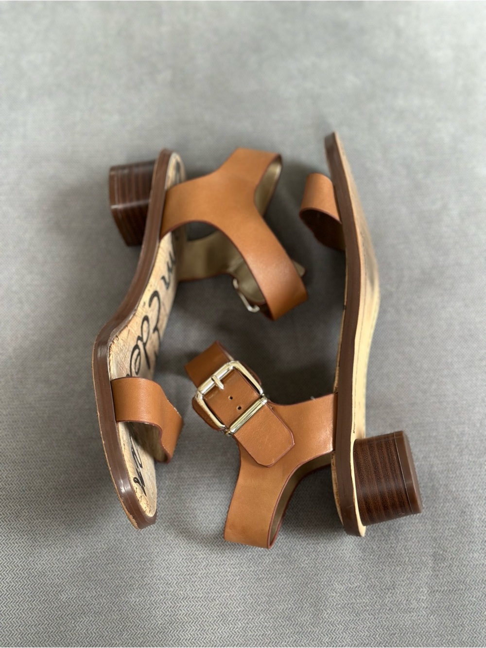 Sam Edelman Cognac Leather Ankle-Strap Sandals